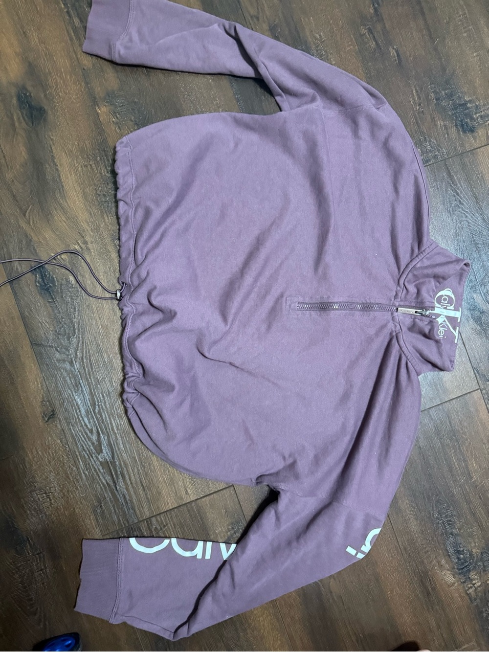 Calvin Klein Mauve Half‑Zip Drawstring Sweatshirt